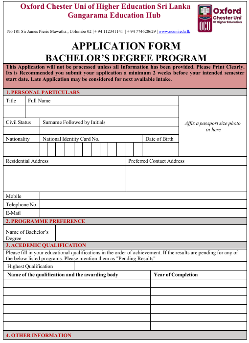 Application Bachelor’s Degree preview